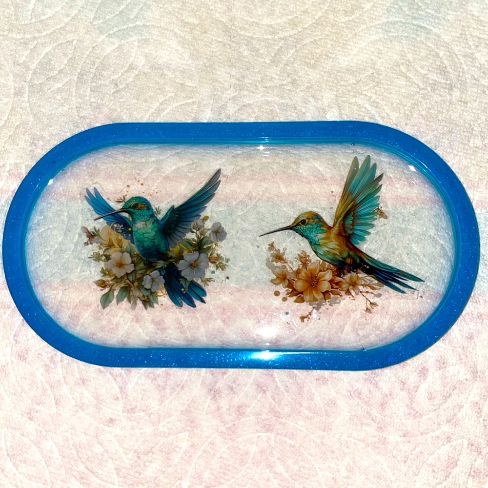 Hummingbird Oval Tray - Handmade